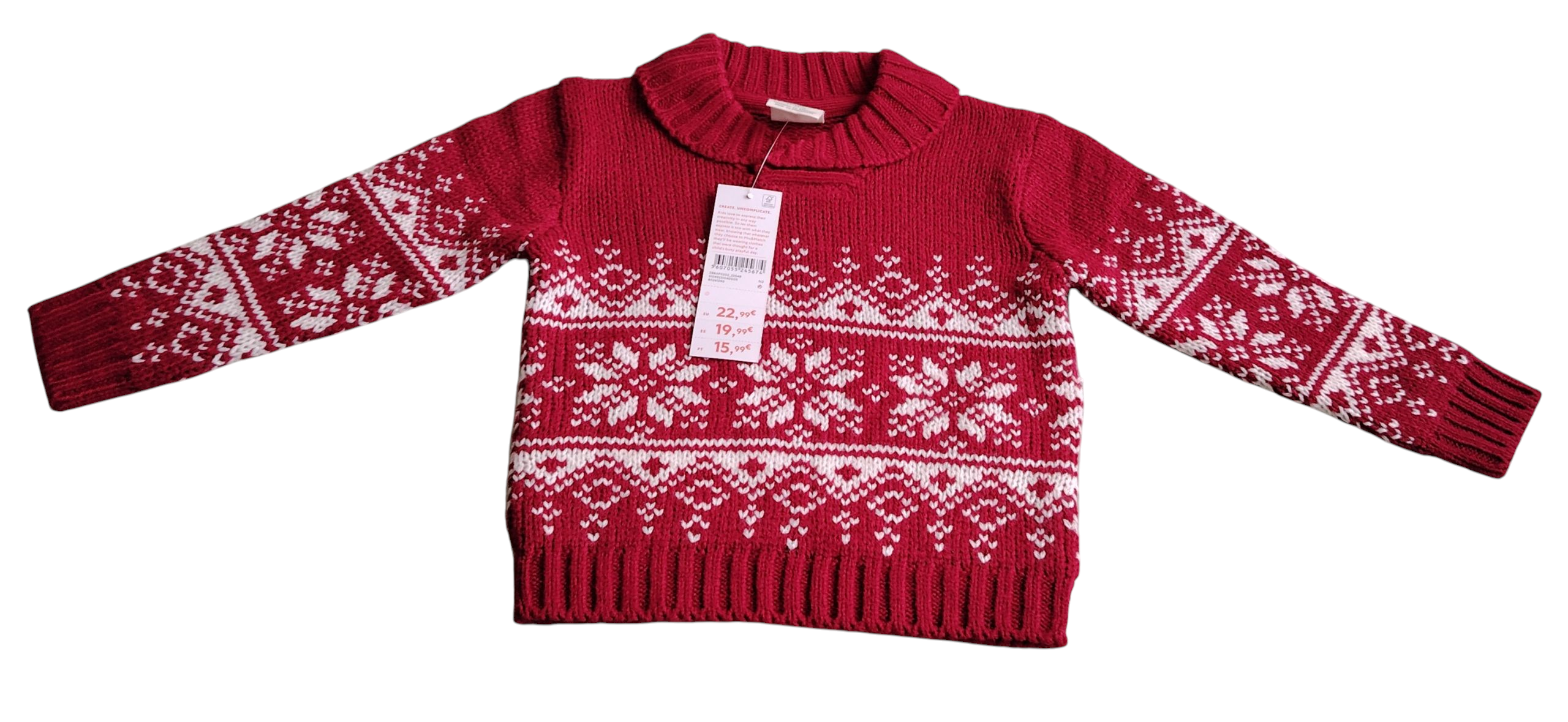 Pull chaud rouge 12-18 mois