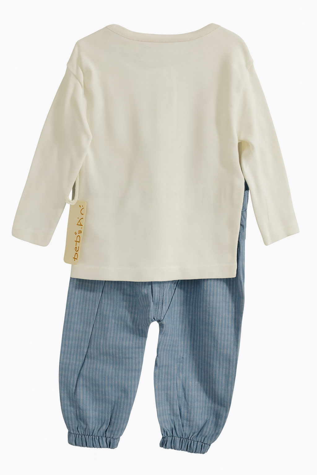 Ensemble garçon salopette rayée + t-shirt blanc | Neuf avec étiquette