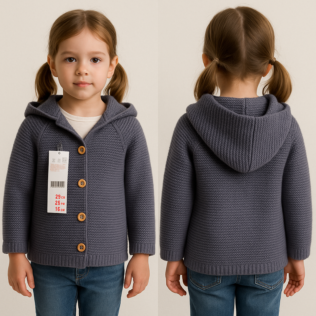Pull fille à capuche en maille tricotée Et 2-3 ans
