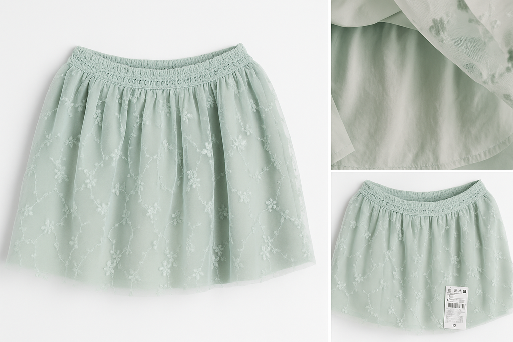 Jupe fille élégante en tulle vert d’eau 8 ans